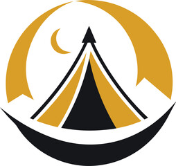 tent on moon creative logo icon on white backgroun.eps