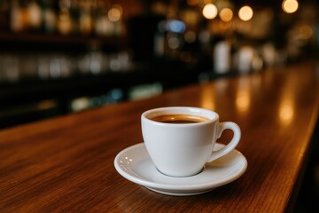 Obraz premium Enjoying a coffee in a cup at the bar area