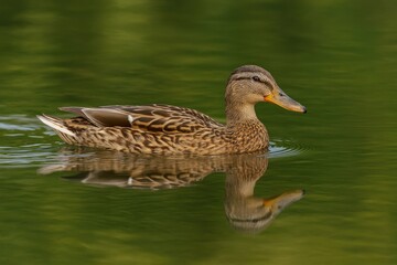 Obraz premium A duck gliding on the water surface