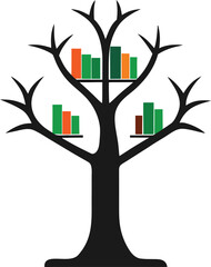 tree with bookshelf branches creative logo icon on.eps