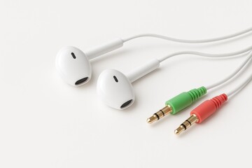 Wireless earphone for computer on plain white backdrop