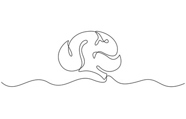 Continuous one line drawing of human brain. Hand drawn minimalism style. brain line art vector illustration, Human brain continuous one line drawing of art vector illustration and intelligence outline