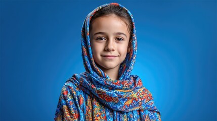 Young girl in colorful headscarf portrait