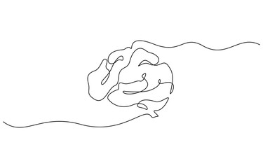 Continuous one line drawing of human brain. Hand drawn minimalism style. brain line art vector illustration, Human brain continuous one line drawing of art vector illustration and intelligence outline