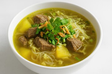 Traditional Indonesian Beef Soup with Vegetables and Savory Broth