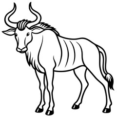 Wildebeest Outline Vector Silhouette