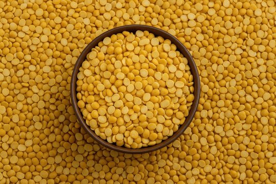 Serving organic pigeon peas (Arhar Dal) and Toor Dal in a bowl
