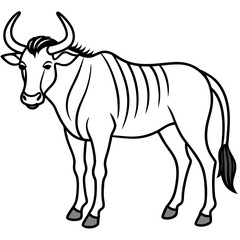 Wildebeest Outline Vector Silhouette