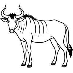 Wildebeest Outline Vector Silhouette