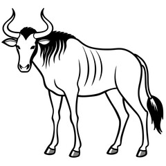 Wildebeest Outline Vector Silhouette