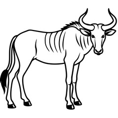 Wildebeest Outline Vector Silhouette
