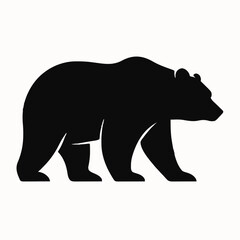 Fototapeta premium Bear silhouette vector, strong bear art, wildlife graphic, minimal animal design, powerful bear shape, forest logo vector, nature emblem, outdoor icon, modern bear outline.
