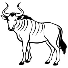 Wildebeest Outline Vector Silhouette