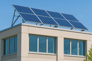 Fototapeta premium Solar panel business eco friendly sustainability renewable energy modern building clean technology rooftop installation