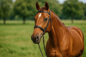Obraz premium Portrait of a horse with a bridle showcasing a Budjonny breed