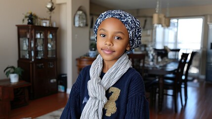Young girl with scarf and headwrap