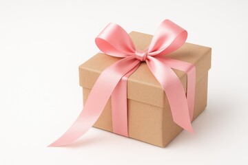 Obraz premium Decorative brown box filled with presents and a pink ribbon