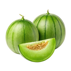 Sweet Green melons on transparent