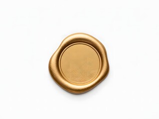 Golden Wax Seal With Detailed Texture Isolated on White Background For Decorative Design