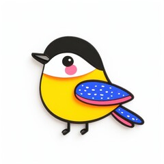 Fototapeta premium Colorful Cartoon Bird Illustration with Blue and Yellow Features