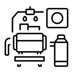 An outline style icon depicting dyeing machine