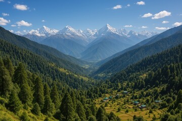 Obraz premium Scenic Outlook from Dhakuri on the Pindari Glacier Trek