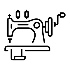 A linear style icon representing sewing machine