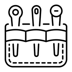 An outline style icon depicting needles kit