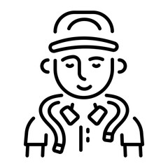 An outline style icon depicting male tailor