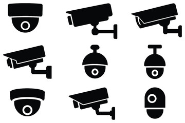 Security camera icons surveillance cctv