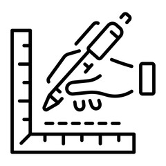 An outline style icon depicting tailors ruler