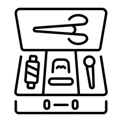 A linear style icon representing sewing boxc
