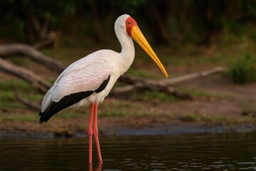 Yellow-billed Stork, Wood Stork, or Wood Ibis Species in a National Park