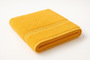 Bright yellow cloth displayed on a plain white surface