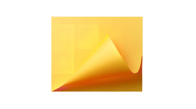 Golden Page Corner Flip Light Play New Beginnings Abstract Yellow Orange on transparent background