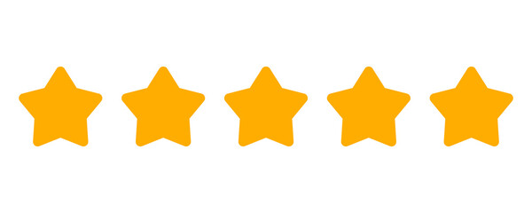  Yellow Gold 5 Star Rating Icon – Quality Feedback Symbol