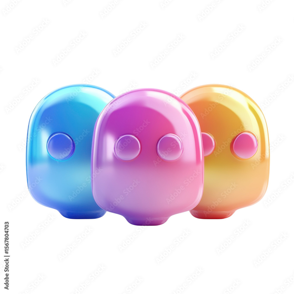Fototapete gradient ghosts grouped together friendly spirits digital render design 3d on transparent background