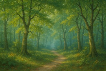 Obraz premium Forest close to the seaside town