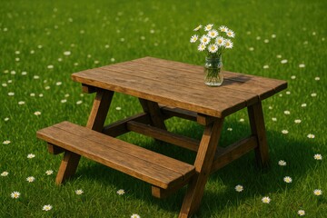 Rustic wooden dining table with chairs
