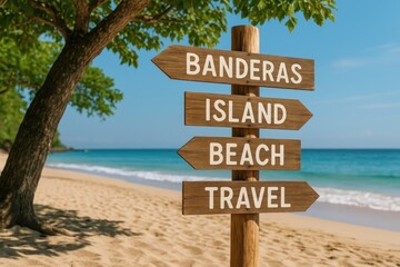 Wooden Plaques Displayed on a Tropical Island