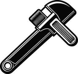 Illustrative banner design featuring an adjustable pipe wrench tool for industrial use