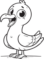 Fototapeta premium Cute cartoon baby duck and bird illustration with yellow beak isolated on white background