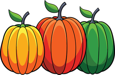 A vibrant collection of stylized pumpkin illustration