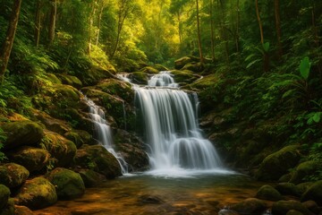 Fototapeta premium Stream cascading over Mae Kampong falls