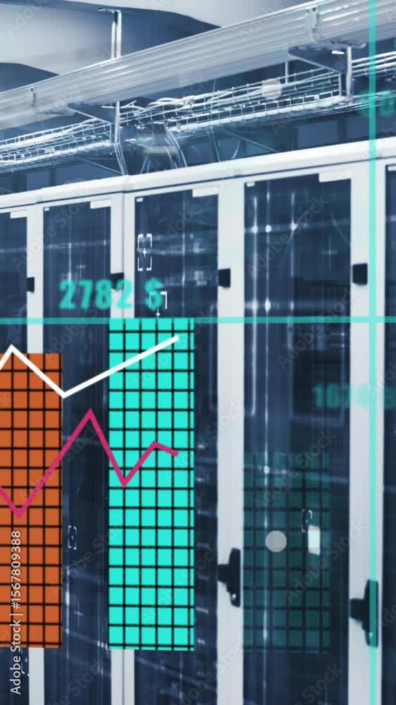 Poster Animation of statistical data processing over grid network against computer server room