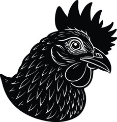 Simple chicken head silhouette with bold outline