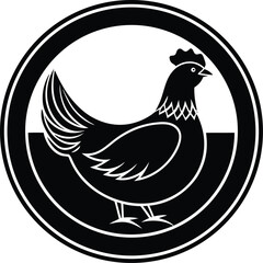 Stylized chicken illustration inside a clean circular border icon