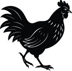 Dynamic silhouette of a chicken in motion perfect for farm or food themes