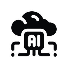 cloud glyph icon. Strong and solid vector icon for websites, mobile interfaces, presentations, and visual branding. High quality and easy to edit.