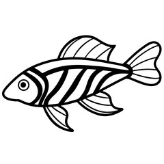 Zebrafish Outline Illustration in Vector Style